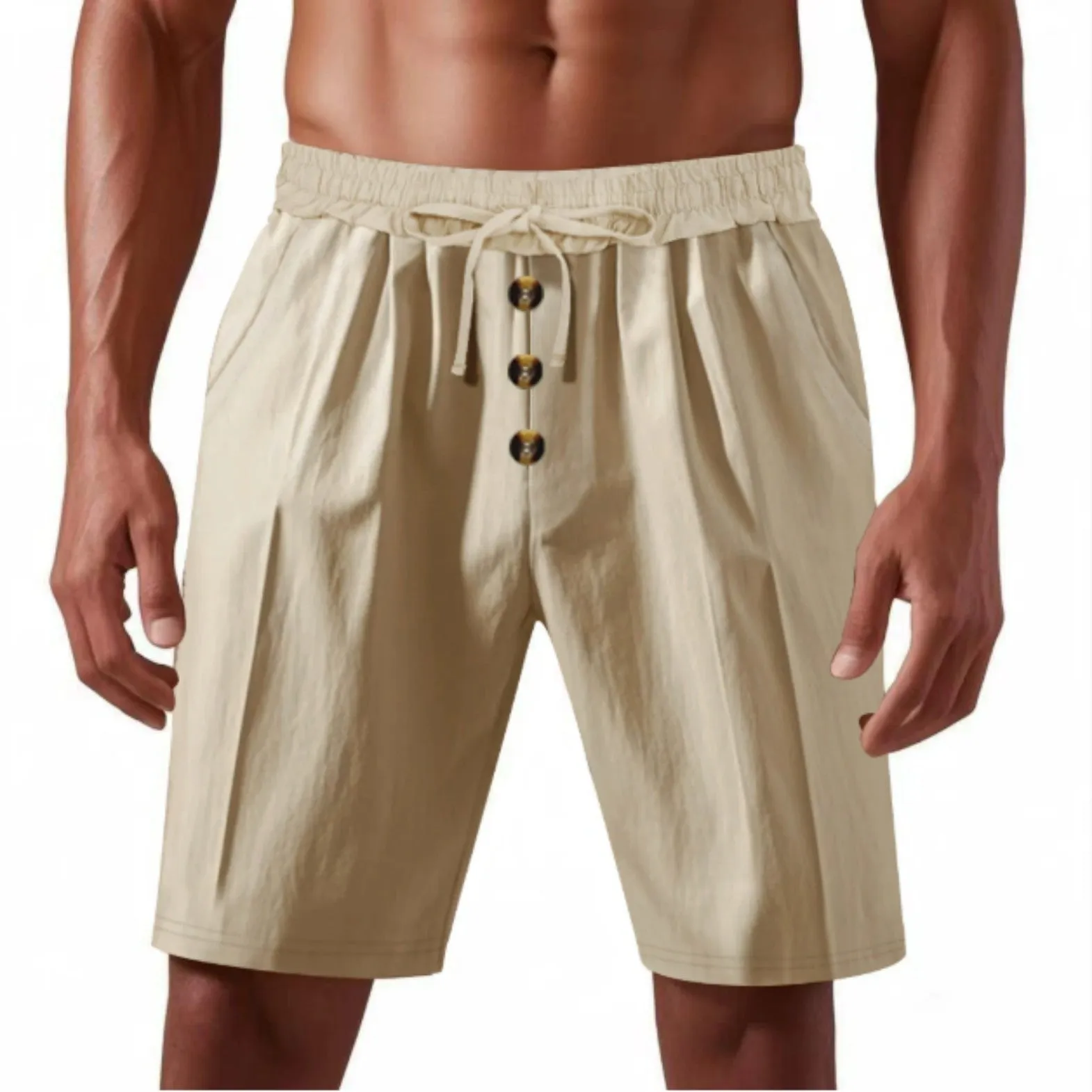 Men's loose fit polyester summer beach casual shorts in multiple colours with elastic waistband