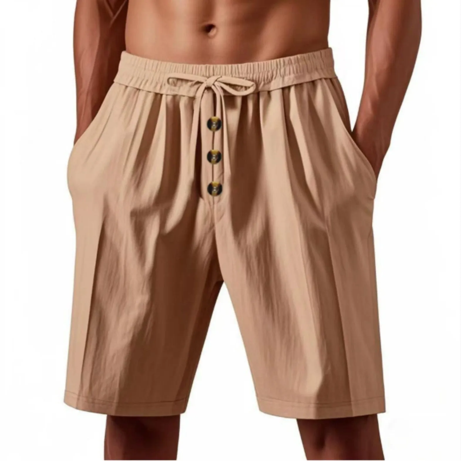 Men's loose fit polyester summer beach casual shorts in multiple colours with elastic waistband
