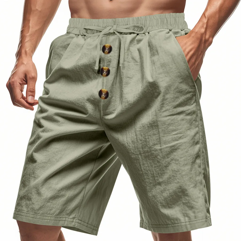 Men's loose fit polyester summer beach casual shorts in multiple colours with elastic waistband