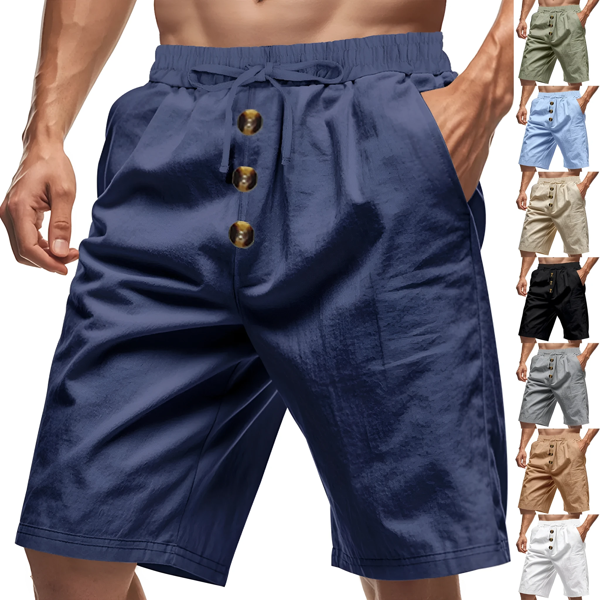Men's loose fit polyester summer beach casual shorts in multiple colours with elastic waistband