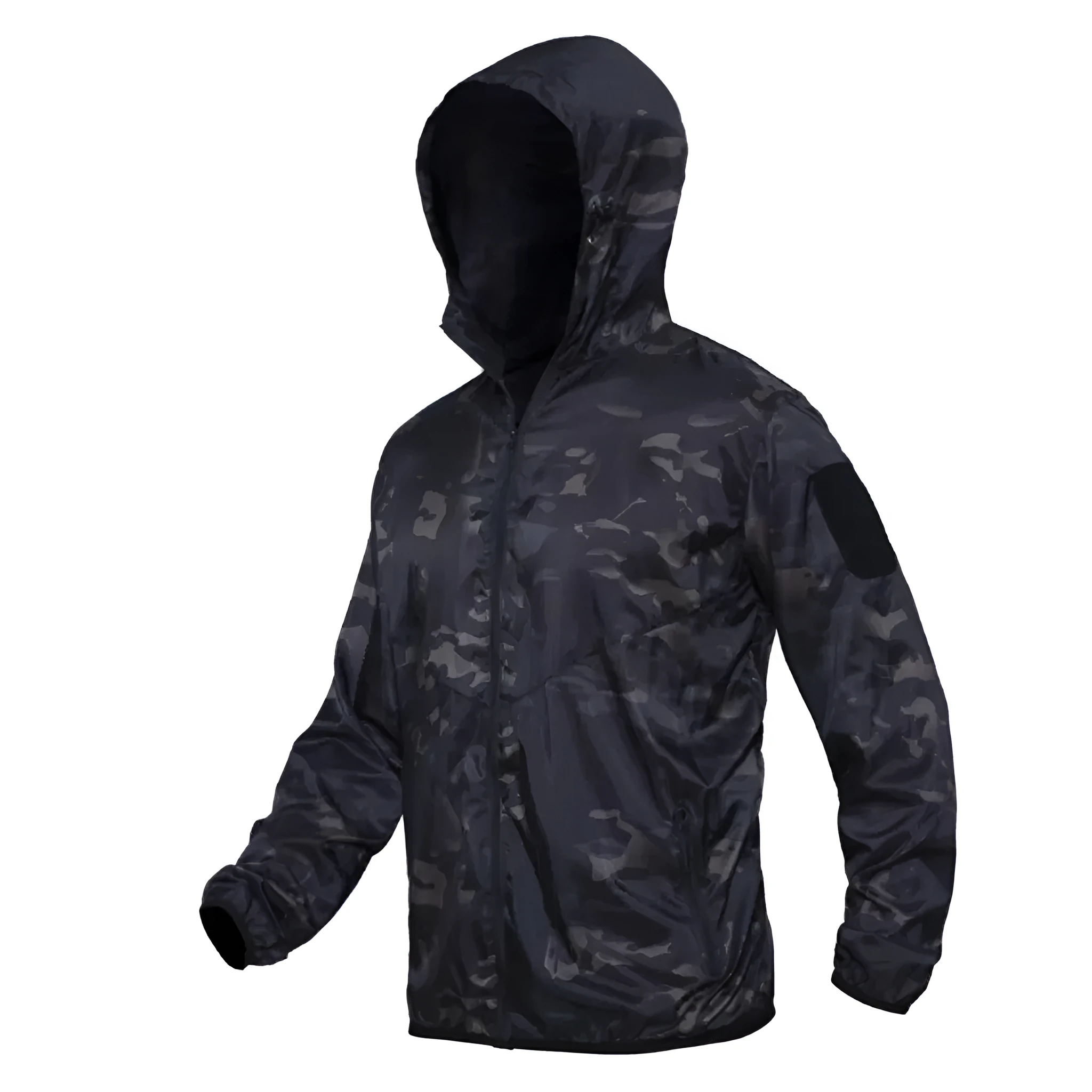 Men's ultra-thin breathable polyester sun protection hooded jacket in deep CP colour, tactical outdoor style