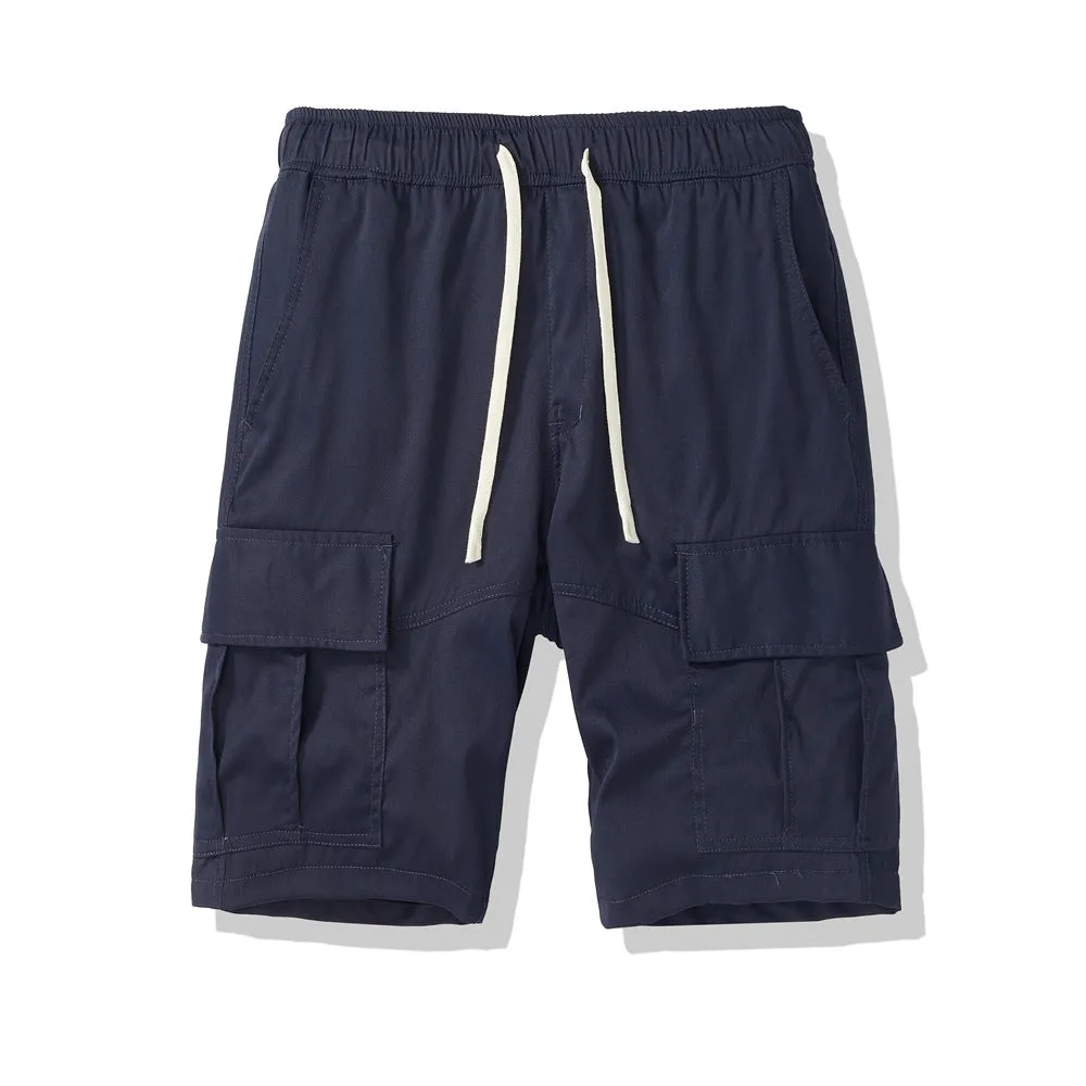 Men's loose-fit cropped pants with multiple pockets in polyester for summer outdoor wear