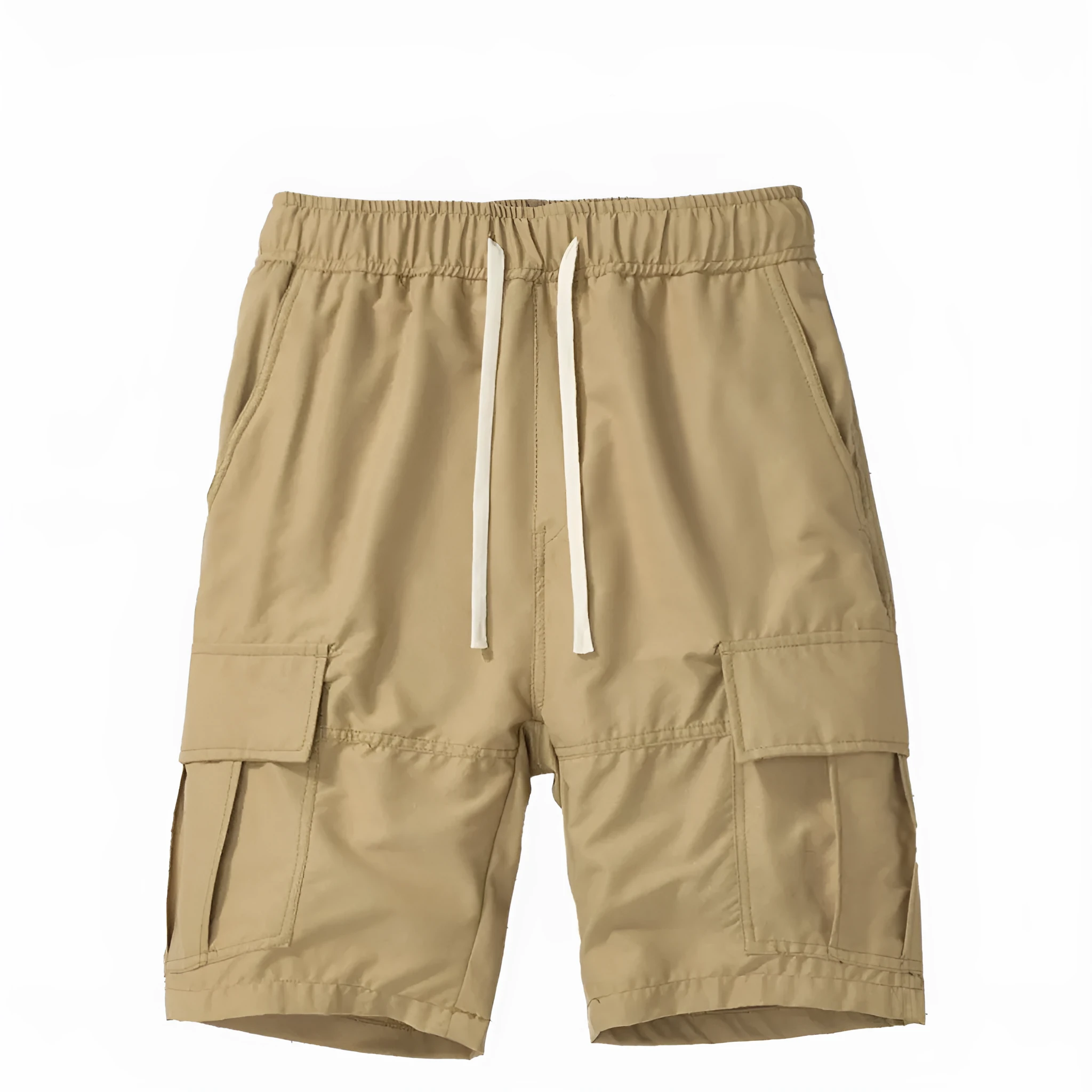 Men's loose-fit cropped pants with multiple pockets in polyester for summer outdoor wear