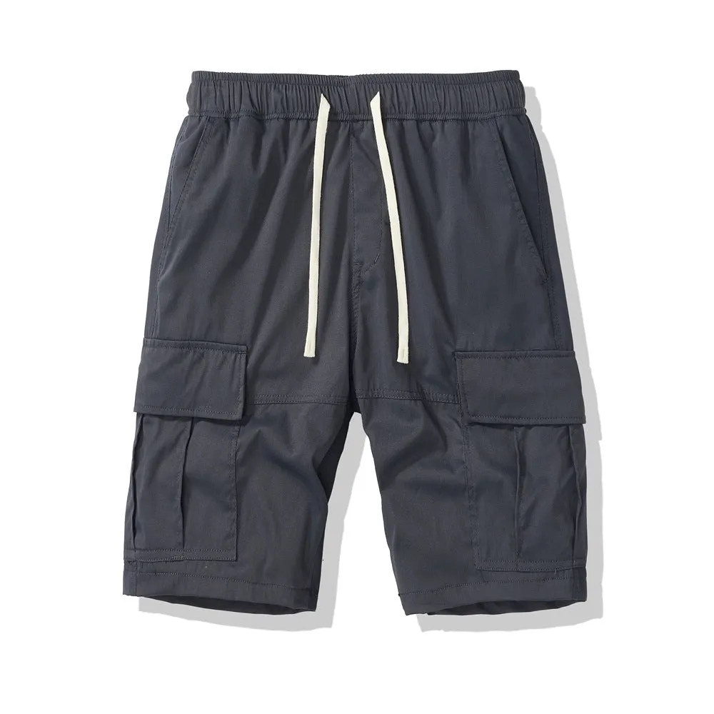Men's loose-fit cropped pants with multiple pockets in polyester for summer outdoor wear