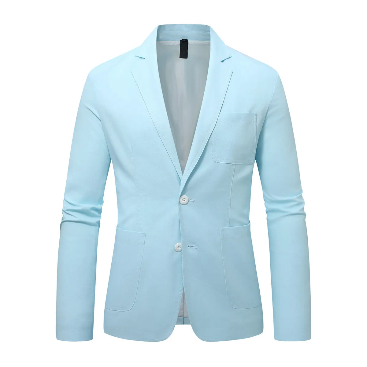 Men's Korean slim fit blazer in Khaki, cotton blend with patch pockets