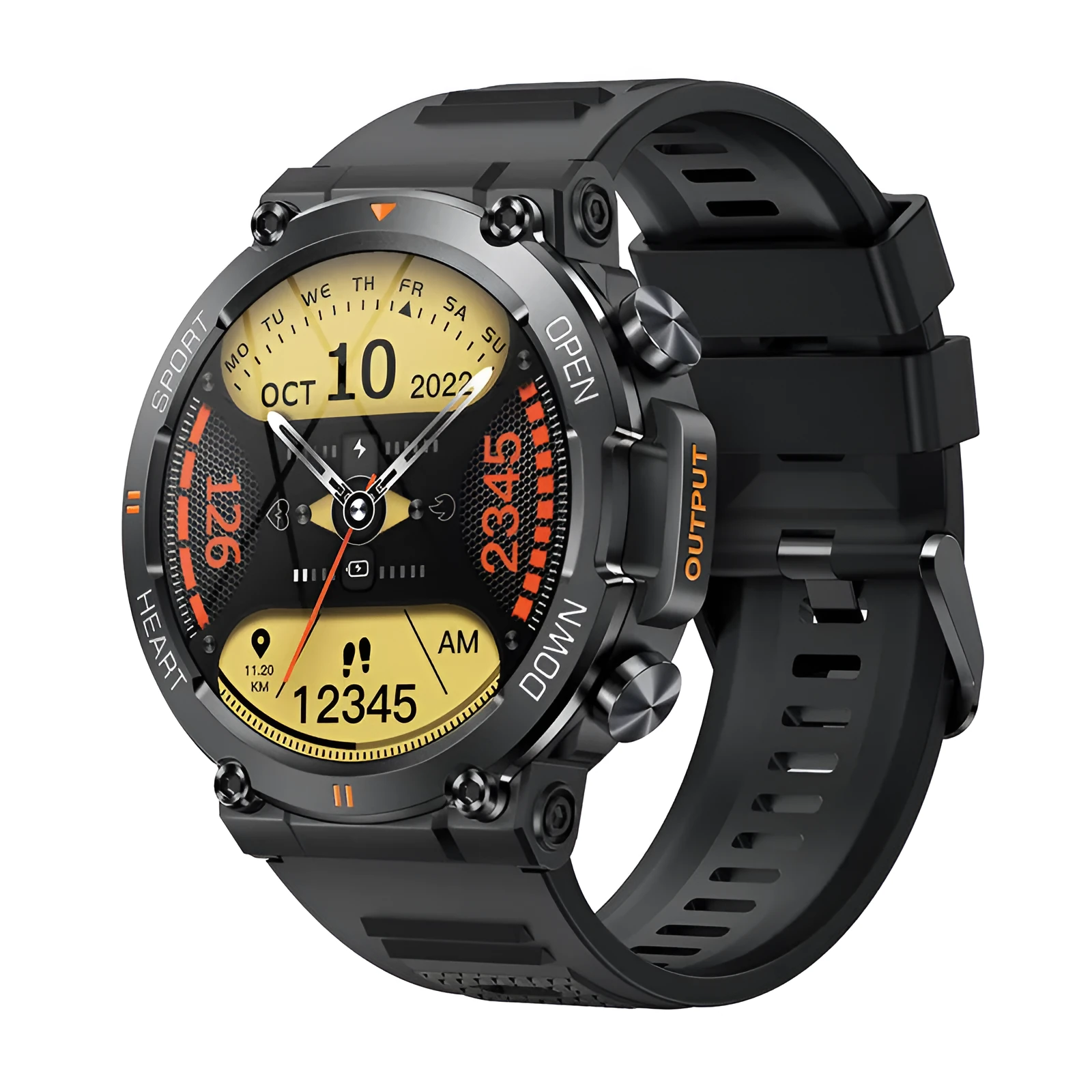 NEKTOM K56pro smartwatch with 1.39-inch IPS screen and silicone strap in black