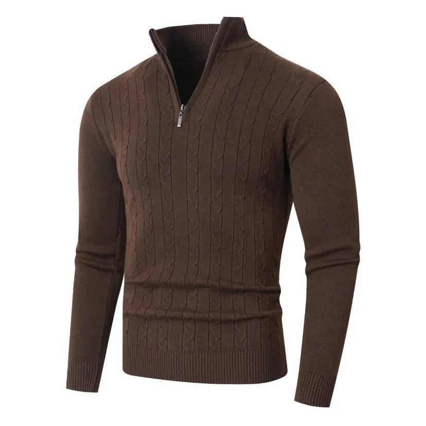 Men's casual knit sweater in loose pullover style, available in caramel colour, made from modal spandex blend