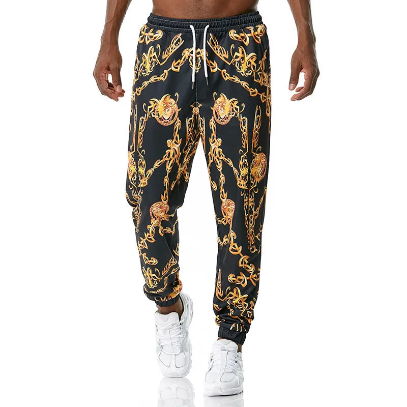 Printed jogging pants in loose fit with drawstring waist, small leg opening, and ribbed hem, available in multiple colours