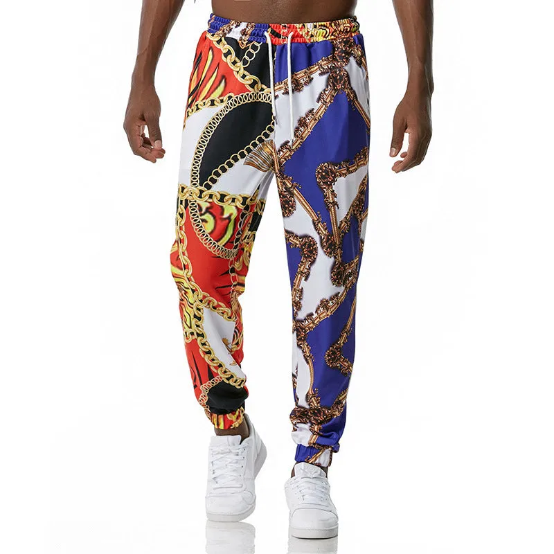 Printed jogging pants in loose fit with drawstring waist, small leg opening, and ribbed hem, available in multiple colours