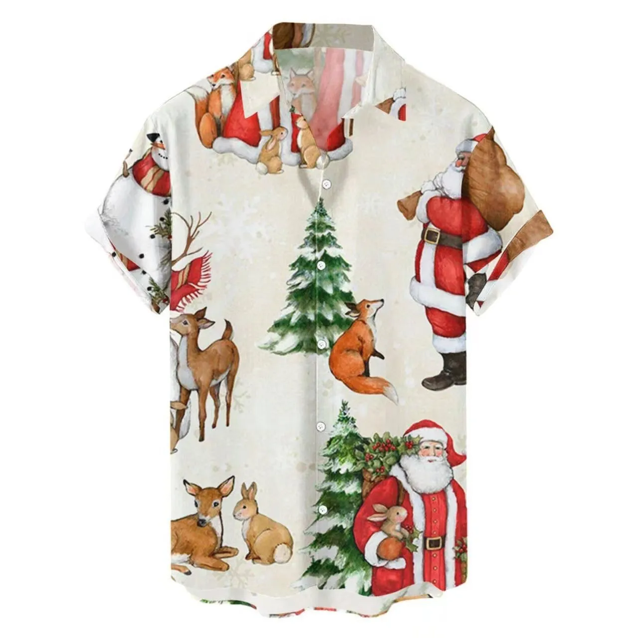 Hawaiian men's short-sleeved shirt with 3D printed colour pattern, regular cut cardigan style