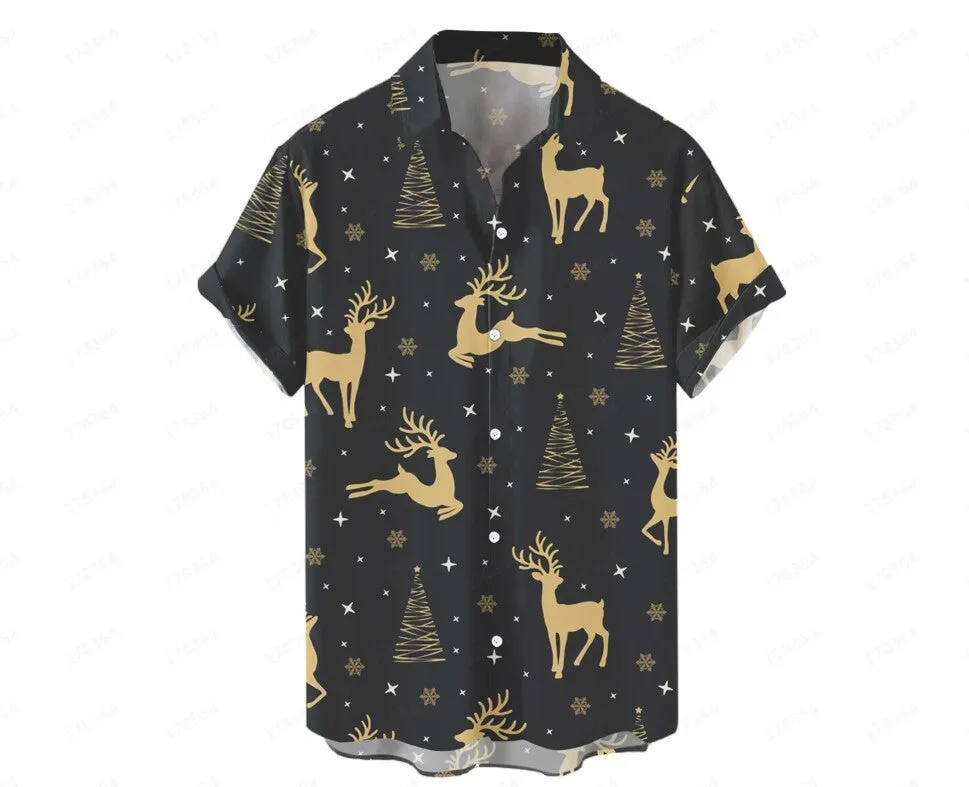 Hawaiian men's short-sleeved shirt with 3D printed colour pattern, regular cut cardigan style