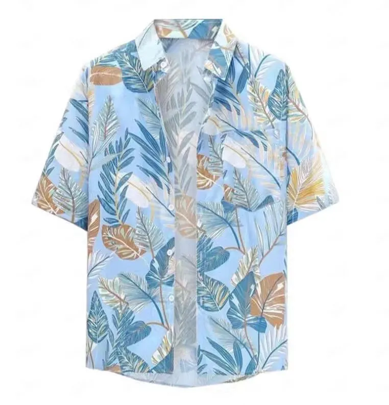 Hawaiian men's short-sleeved shirt with 3D printed colour pattern, regular cut cardigan style