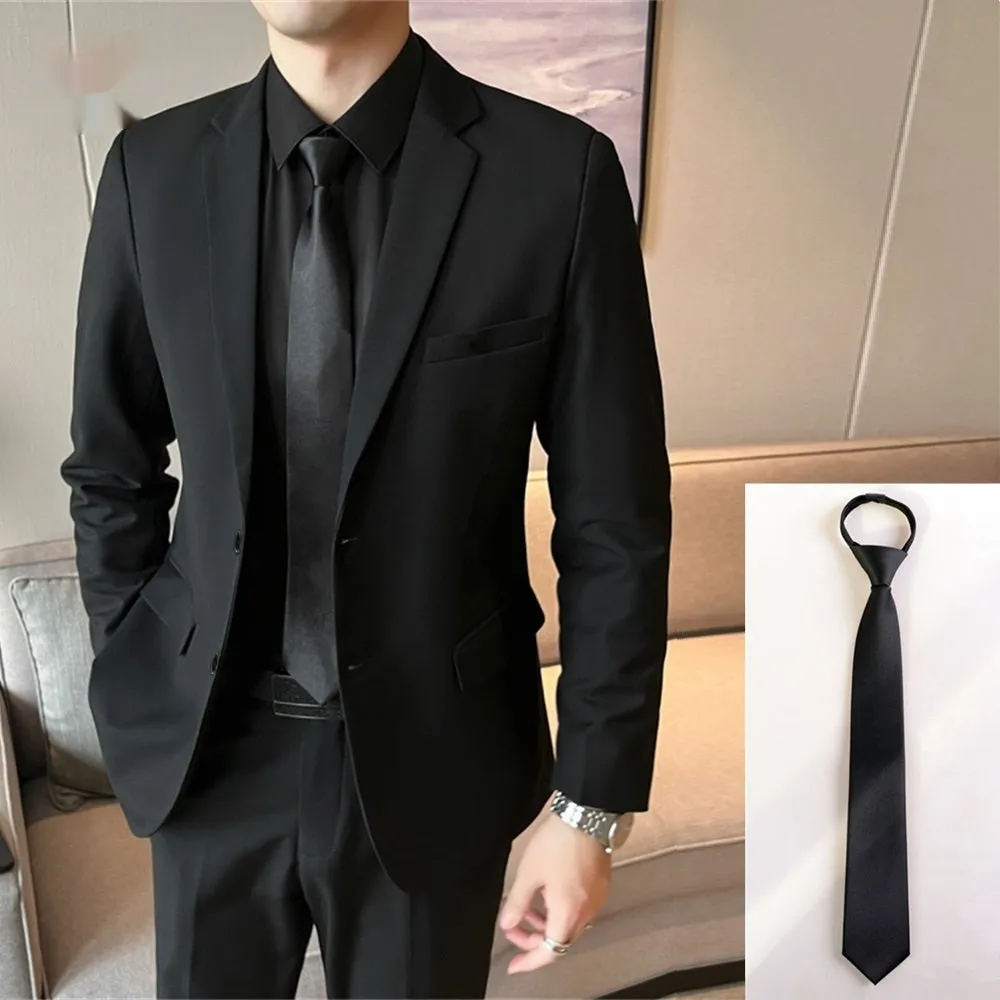 Men's slim fit corduroy suit set with shirt and tie in Korean style, spring collection