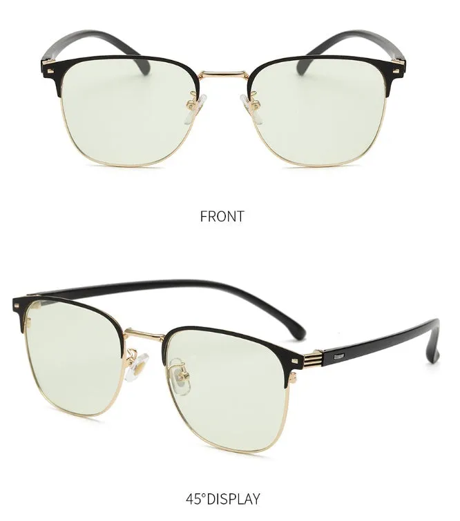 Flat without degree anti-blue glasses with black PC metal frame 20g