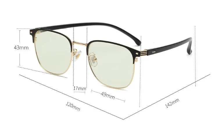 Flat without degree anti-blue glasses with black PC metal frame 20g
