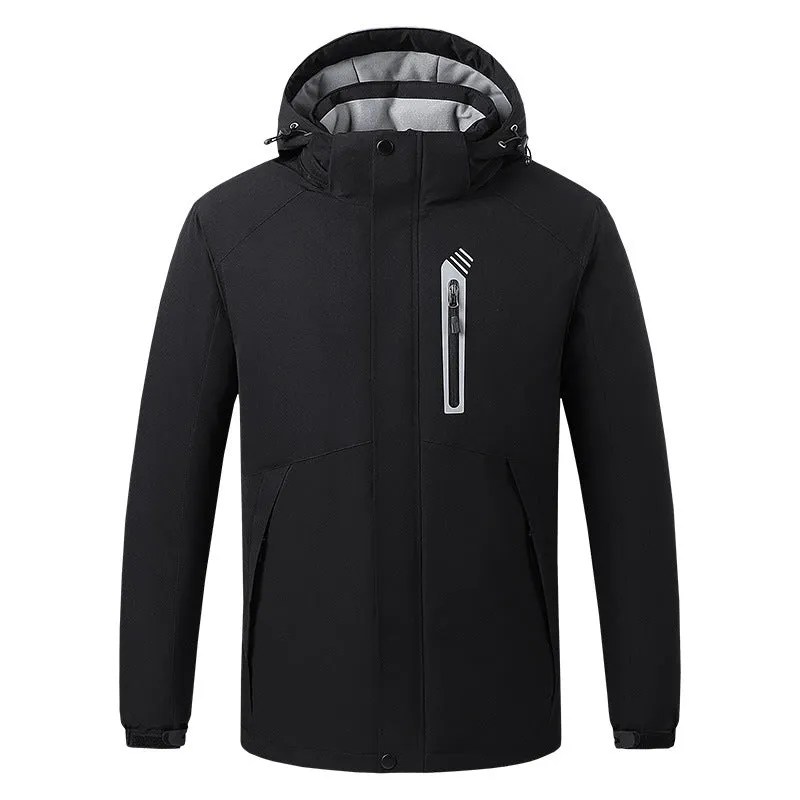 Smart thermostat heated jacket with USB power bank in Army Green, 90% nylon spandex shell and polyester lining