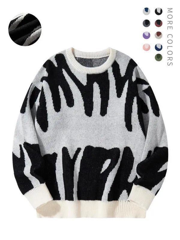 Men's casual knit sweater in green, loose-fit pullover with long sleeves, modal and rabbit hair blend