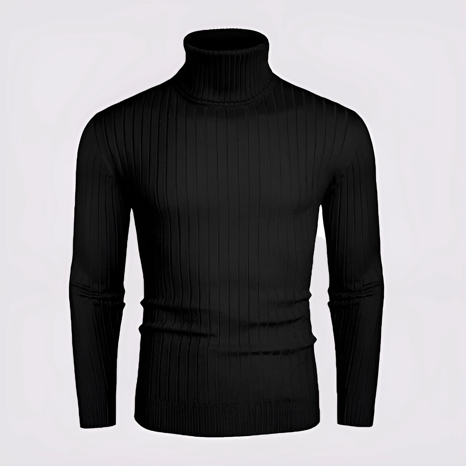 Men's striped high-neck pullover sweater in core sand acetate fabric, long sleeves, available in multiple colours