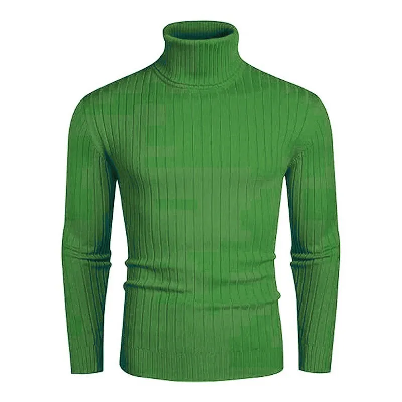 Men's striped high-neck pullover sweater in core sand acetate fabric, long sleeves, available in multiple colours