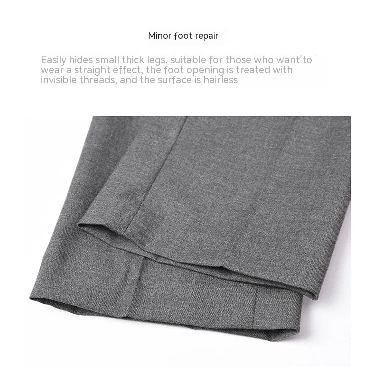 Formal straight-leg trousers in black chemical fibre blend fabric for business wear