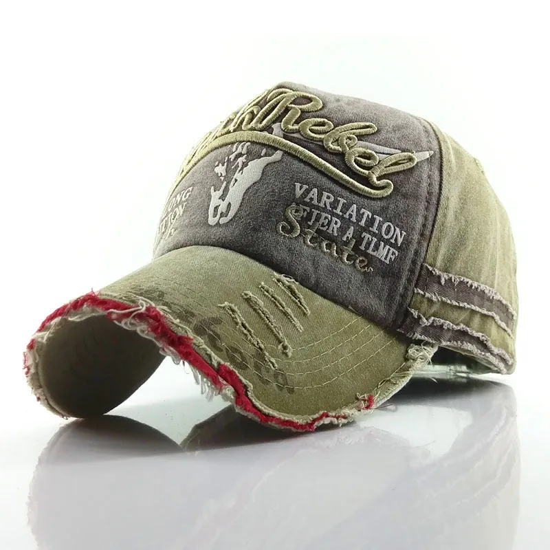 Duck cap made of cotton twill with embroidered old bull head, dome crown, available in six colours