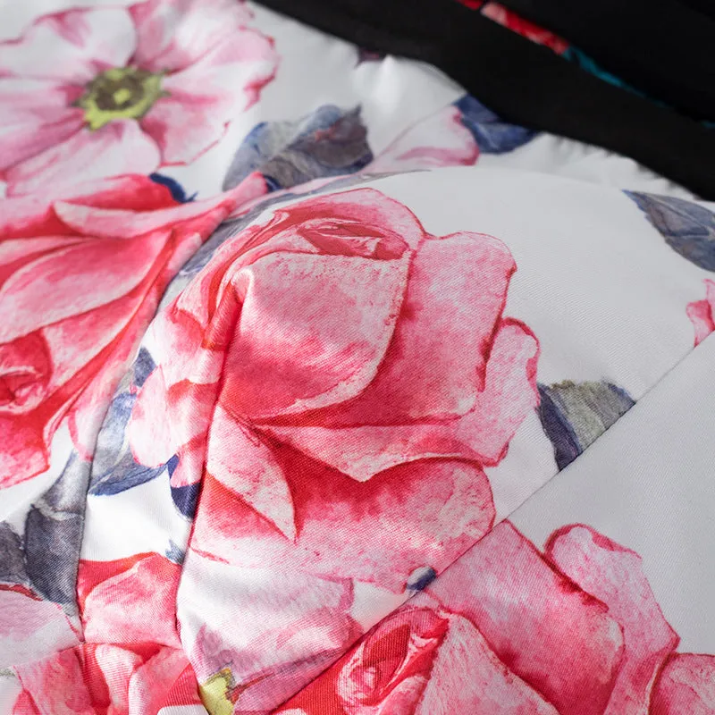 Men's printed ice silk underwear in floral pattern showing mid-waist design