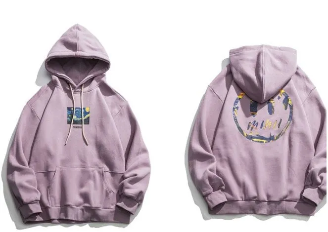 Men's fashion city pullover hoodie in pink with relaxed fit, available in sizes M, L, XL