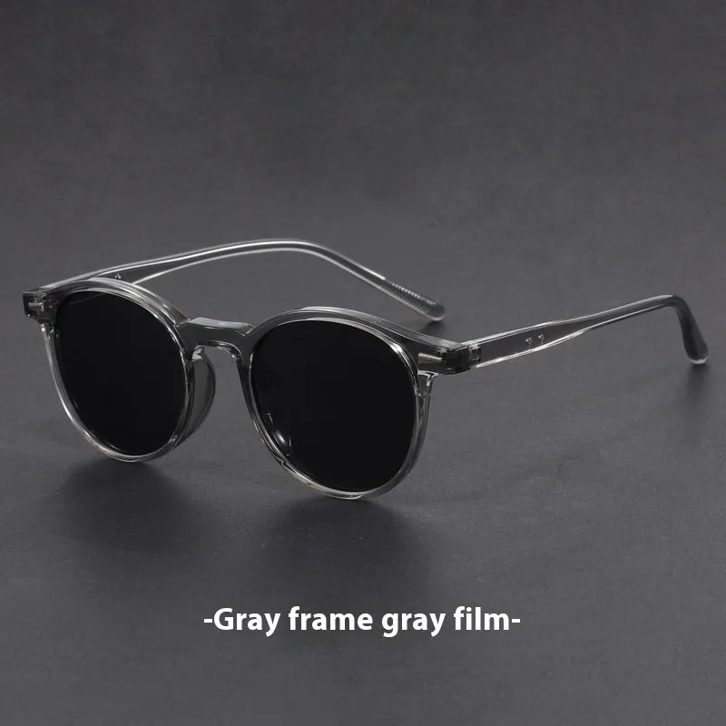 Ultra-light round frame retro sunglasses with polarised lenses in five colour options