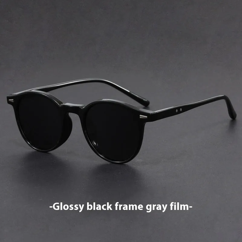 Ultra-light round frame retro sunglasses with polarised lenses in five colour options