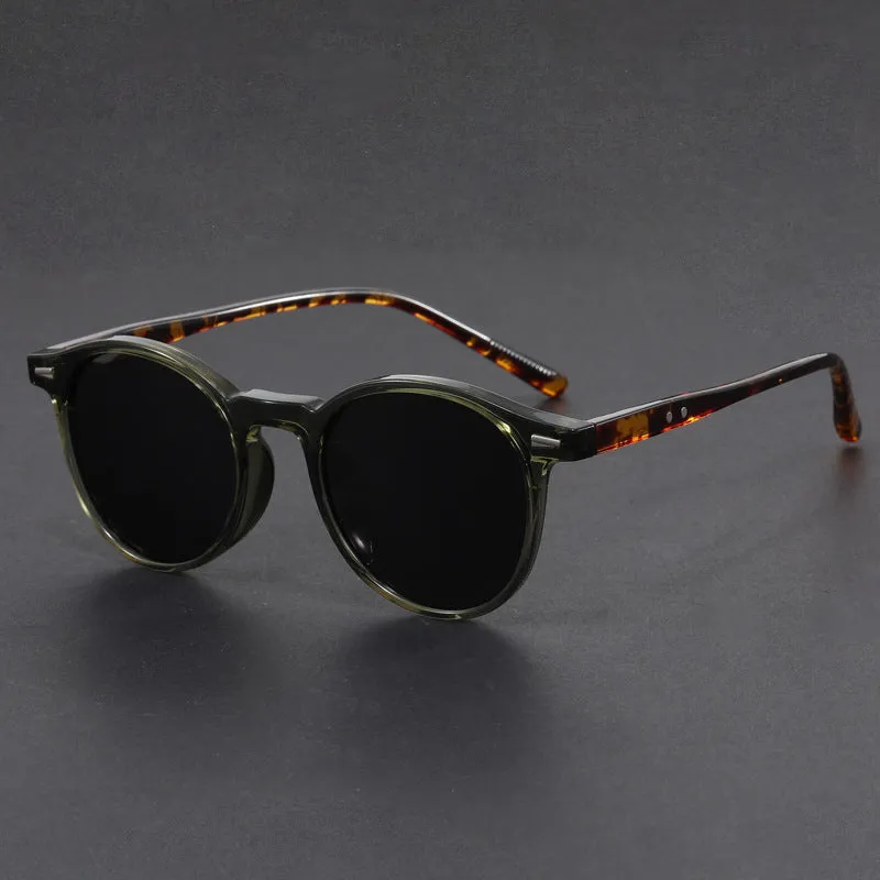 Ultra-light round frame retro sunglasses with polarised lenses in five colour options