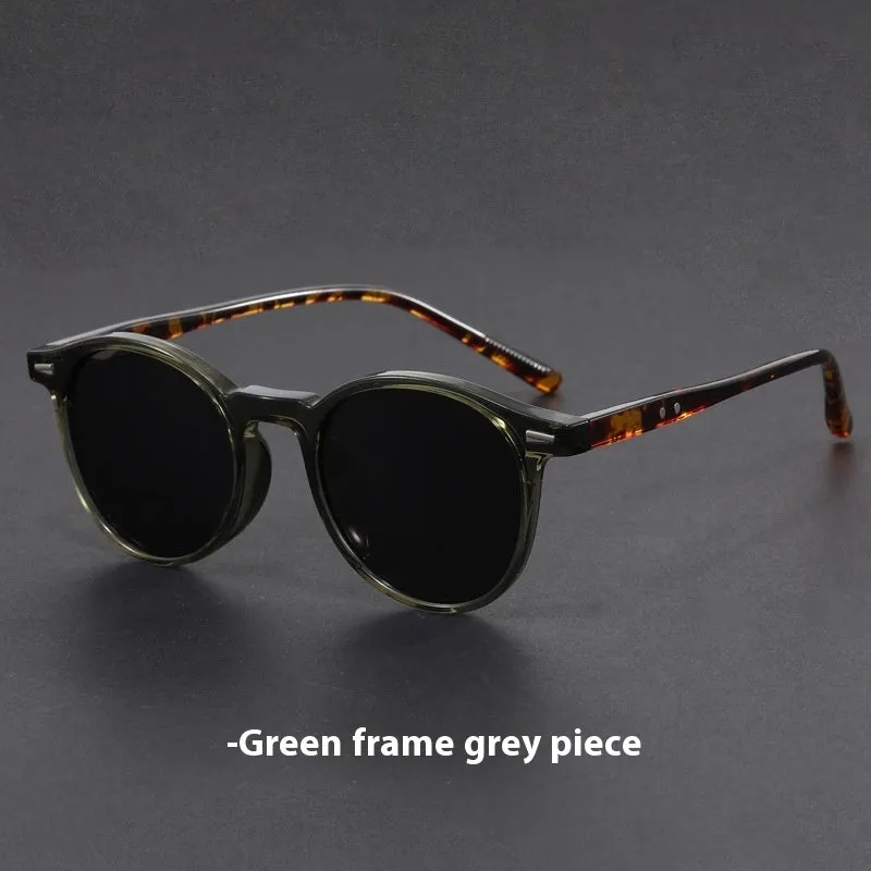 Ultra-light round frame retro sunglasses with polarised lenses in five colour options