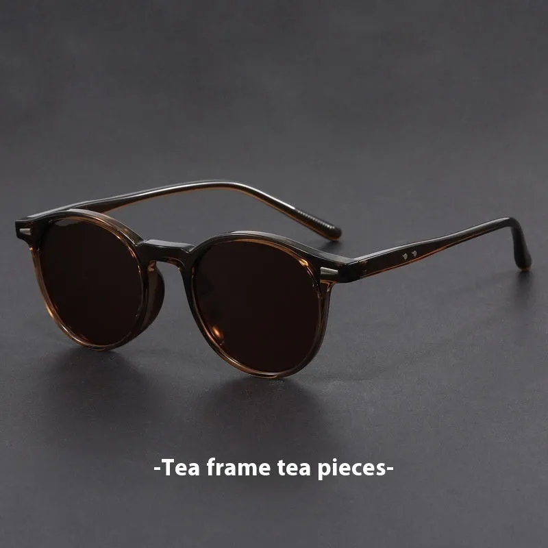 Ultra-light round frame retro sunglasses with polarised lenses in five colour options