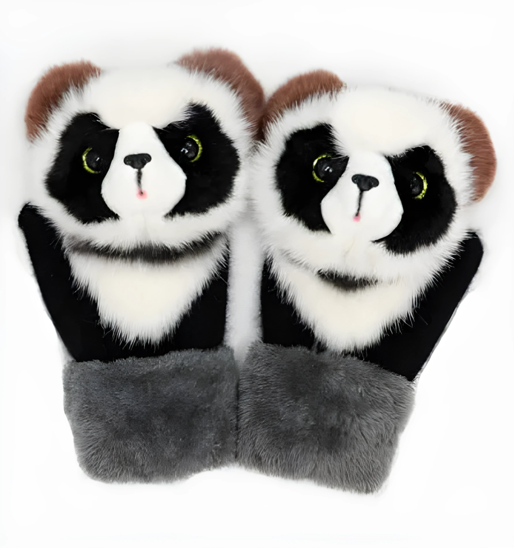 Cartoon animal warm mittens in red colour, 28cm total length, wool-blend fabric for autumn and winter