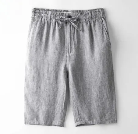 Men's linen casual loose beach shorts in summer colours, straight cut, sizes S to 2XL