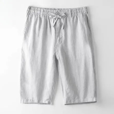 Men's linen casual loose beach shorts in summer colours, straight cut, sizes S to 2XL