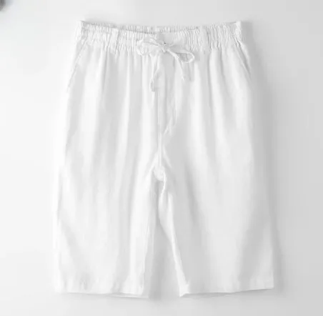 Men's linen casual loose beach shorts in summer colours, straight cut, sizes S to 2XL