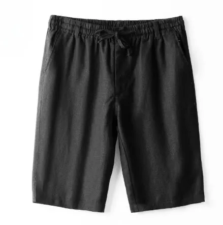 Men's linen casual loose beach shorts in summer colours, straight cut, sizes S to 2XL