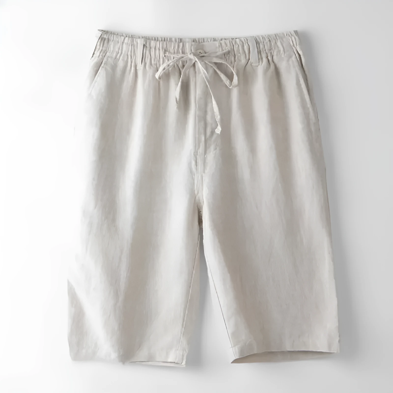 Men's linen casual loose beach shorts in summer colours, straight cut, sizes S to 2XL