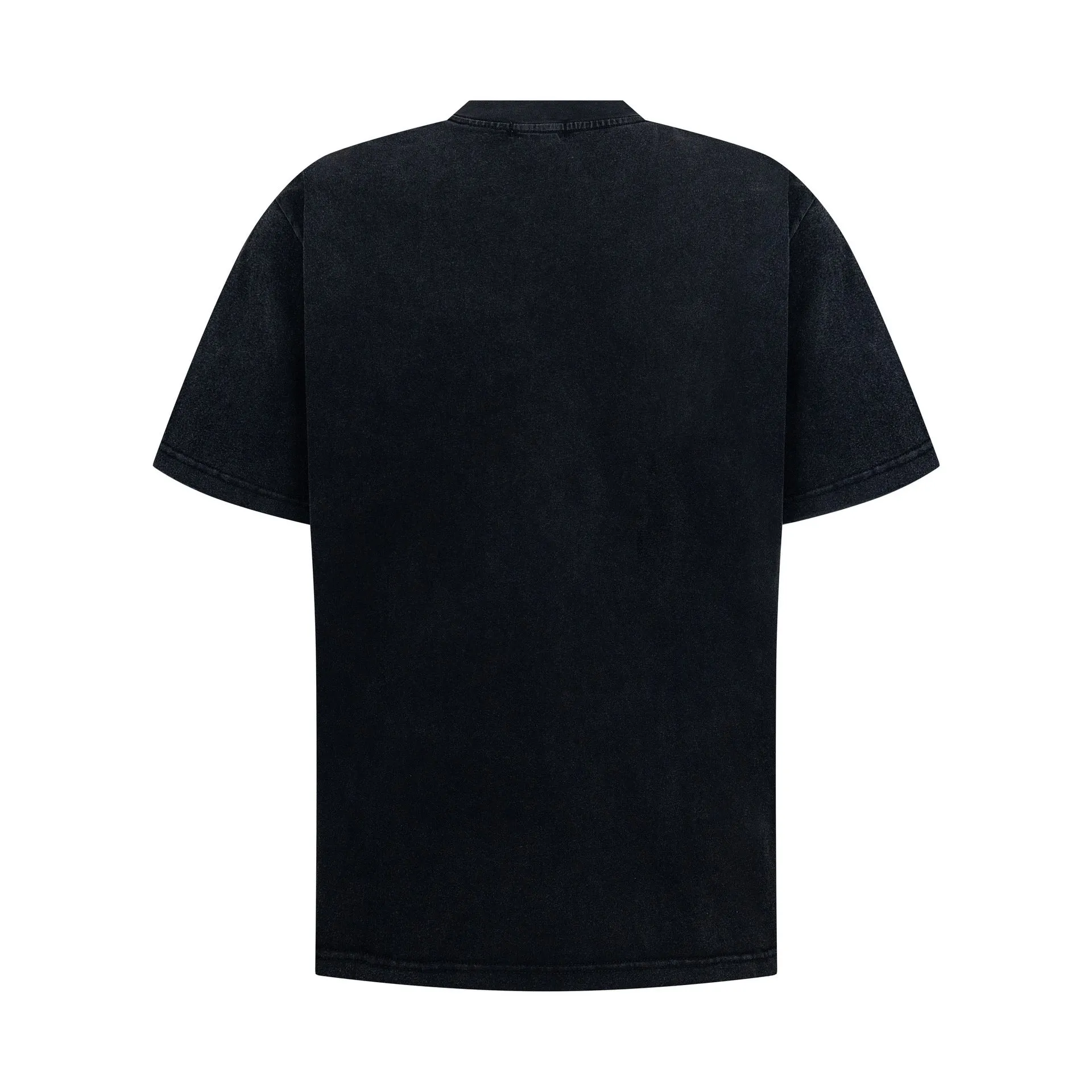 Men's black washed vintage loose fit short sleeve cotton blend T-shirt