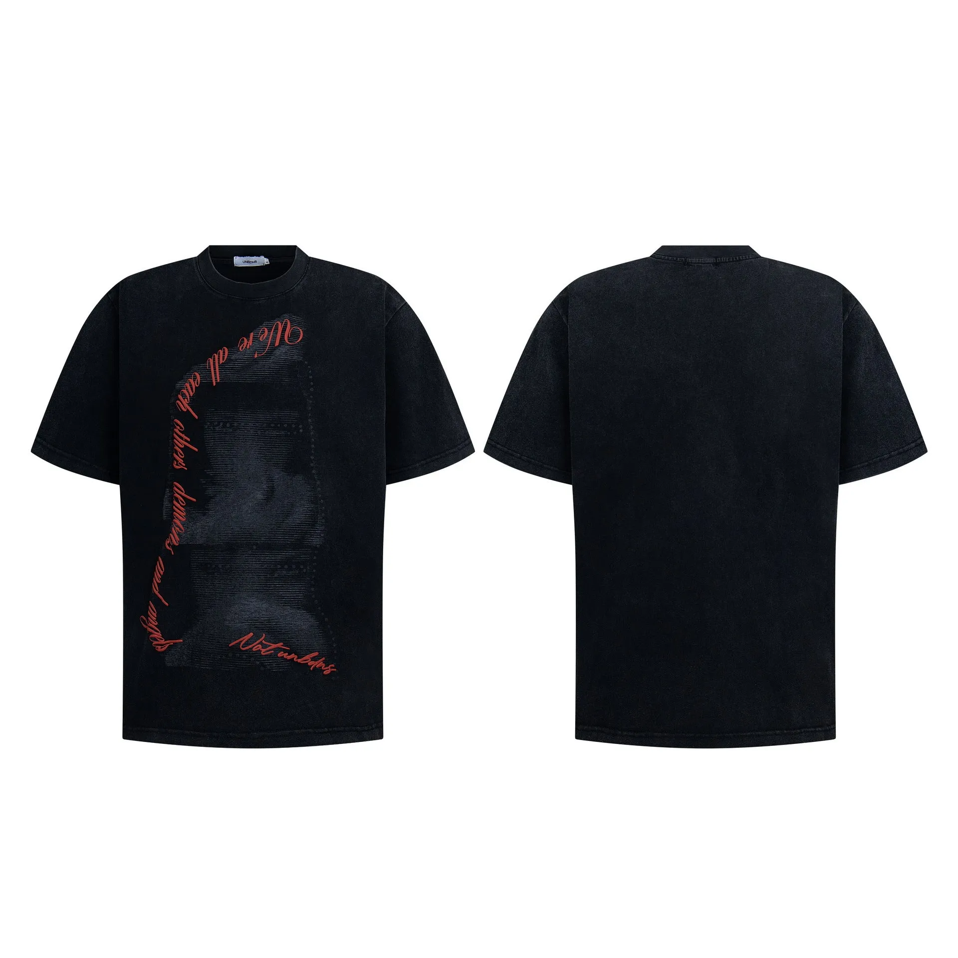 Men's black washed vintage loose fit short sleeve cotton blend T-shirt