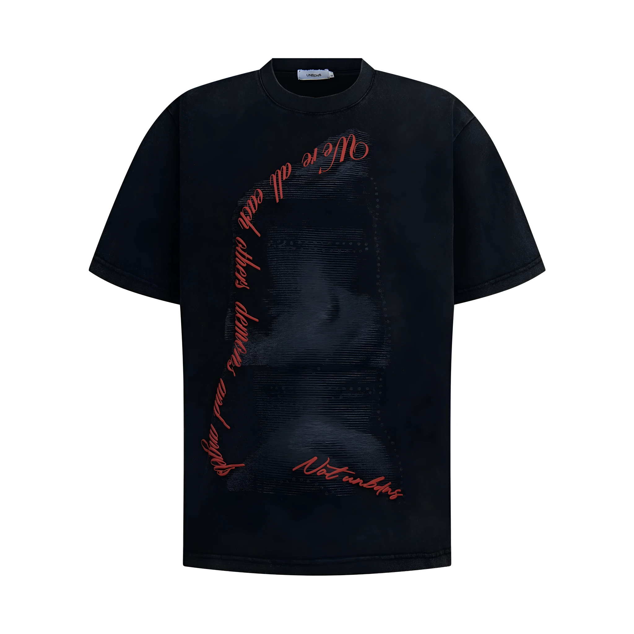 Men's black washed vintage loose fit short sleeve cotton blend T-shirt