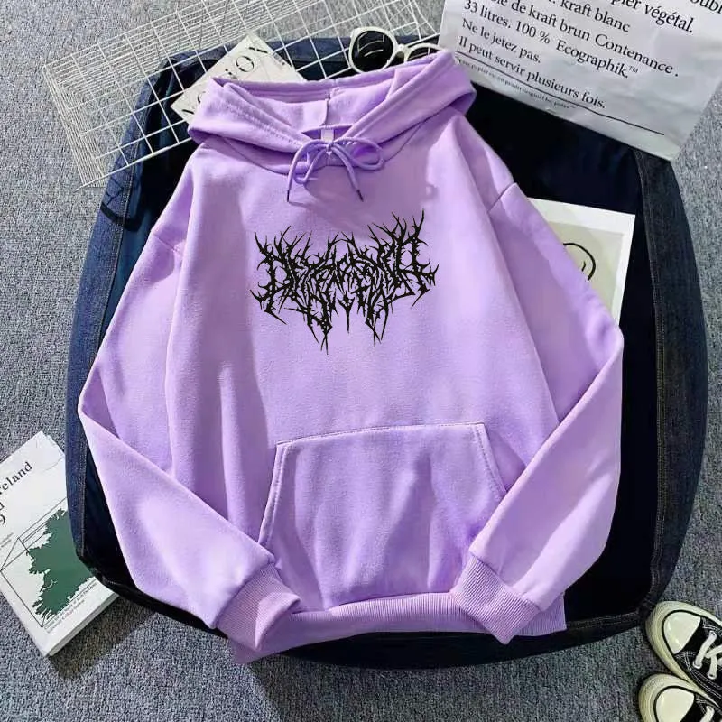 Unisex couple hoodie with letter print in cobweb black, street hipster style pullover