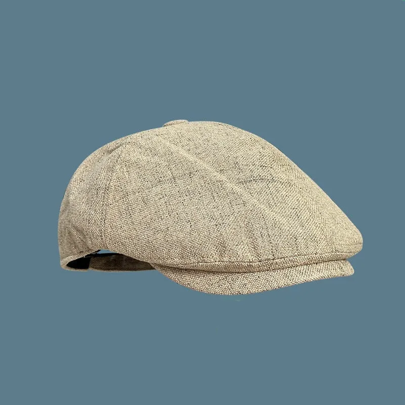 Cotton polyester painter's cap with flat top and adjustable fit in khaki colour