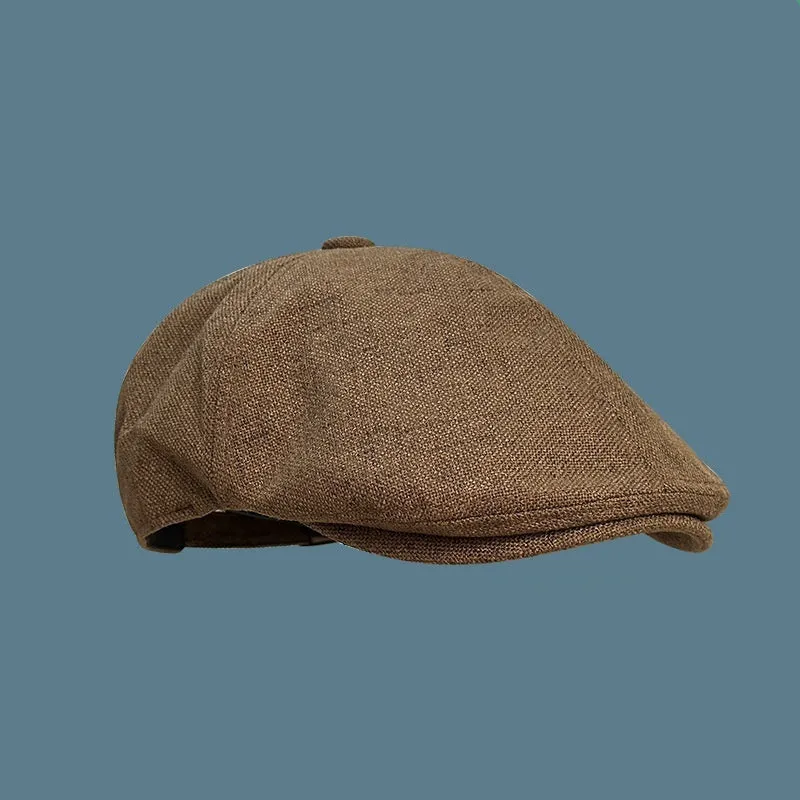 Cotton polyester painter's cap with flat top and adjustable fit in khaki colour