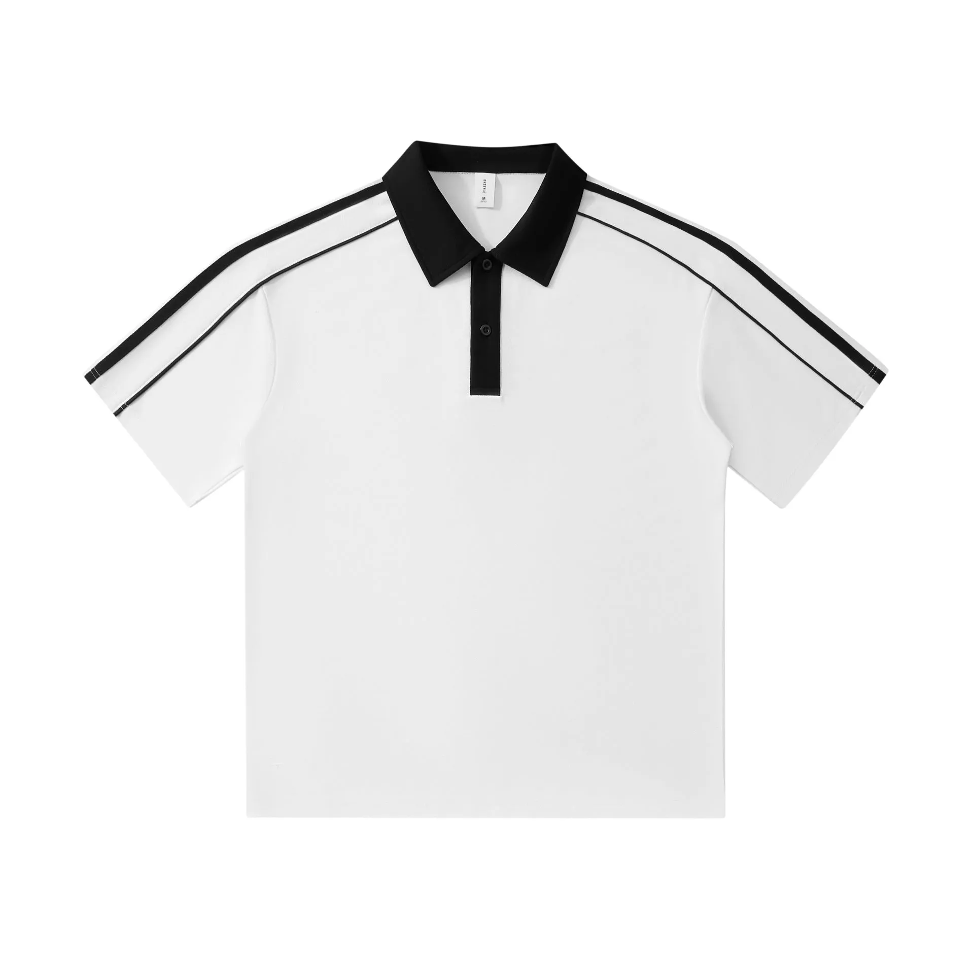Casual lapel short sleeve polo shirt in cotton blend with drop shoulder loose fit