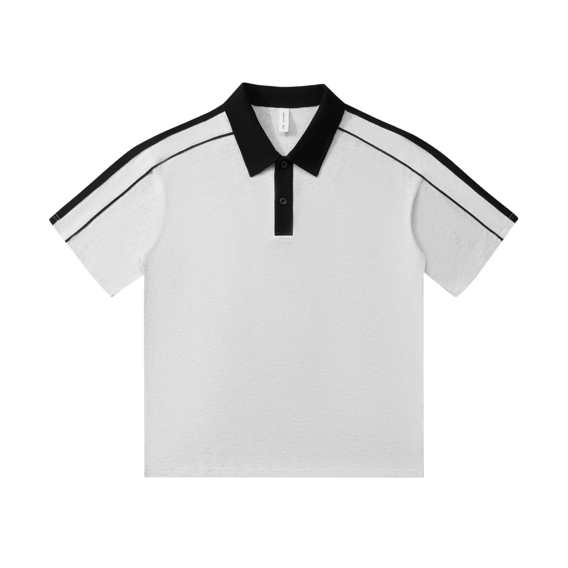 Casual lapel short sleeve polo shirt in cotton blend with drop shoulder loose fit