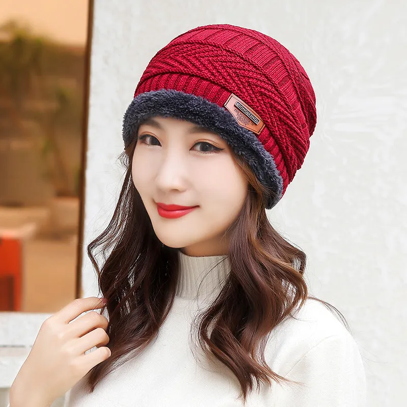 Wool knitted balaclava winter hat in navy blue, one size, unisex design with neck protection