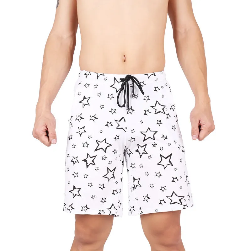 Cotton seamless men's underwear boxer shorts with dot pattern in blue, dark blue, green, red, white, black stars