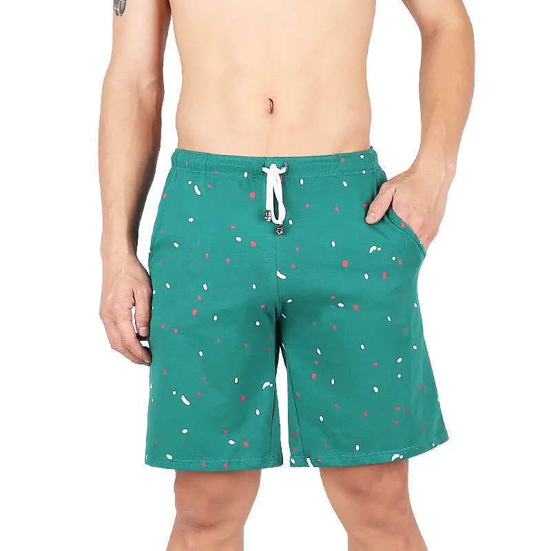 Cotton seamless men's underwear boxer shorts with dot pattern in blue, dark blue, green, red, white, black stars