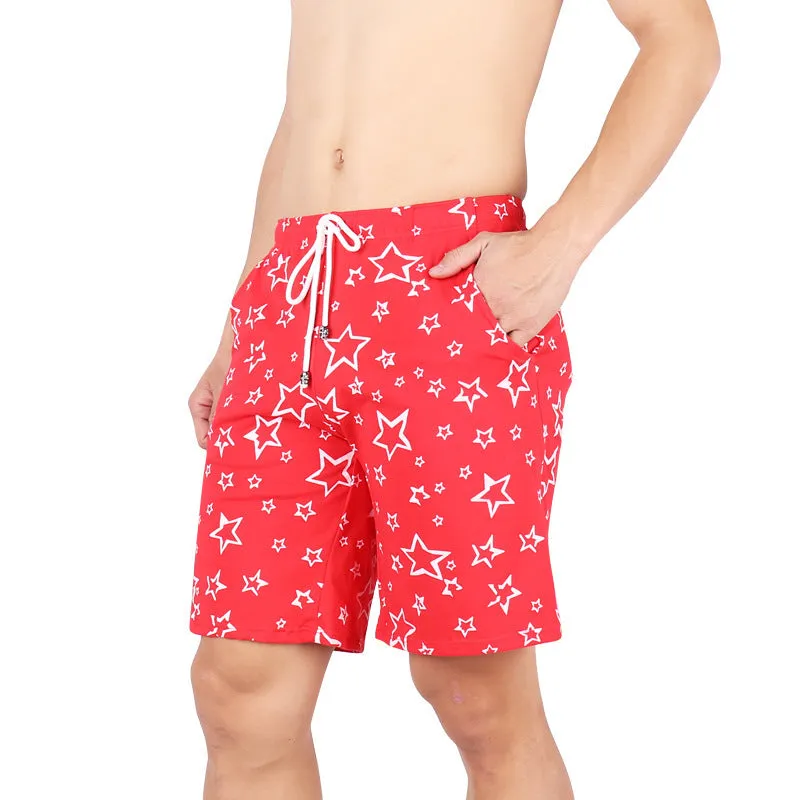 Cotton seamless men's underwear boxer shorts with dot pattern in blue, dark blue, green, red, white, black stars